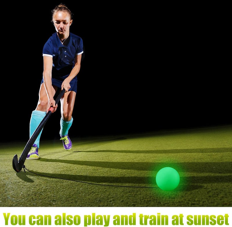 Arrowbash 1 Pcs Hockey Trainer Field Hockey Ball for Solo Hockey Training Street Hockey Balls Glow in The Dark Hockey Stick Handling Balls Portable with Sturdy Bungee Line for Speed Training System - Image 4
